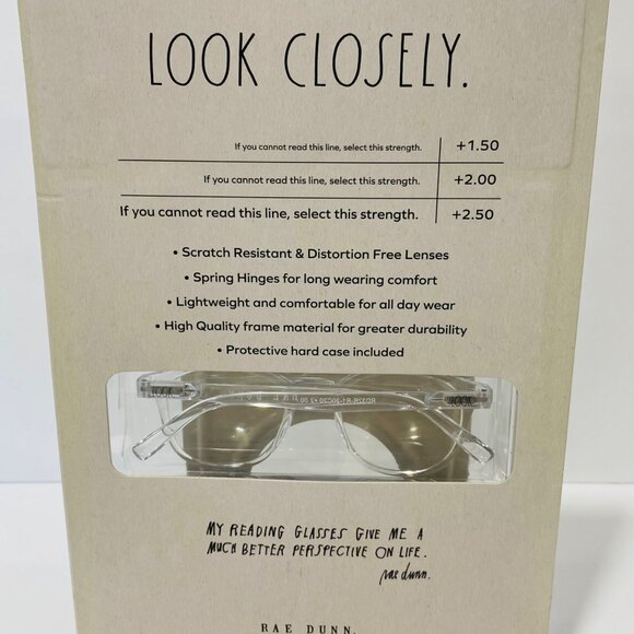 Rae Dunn Premium Reading Glasses Set 3 Pack +2.00 Strength with Protective Case - Picture 3 of 4